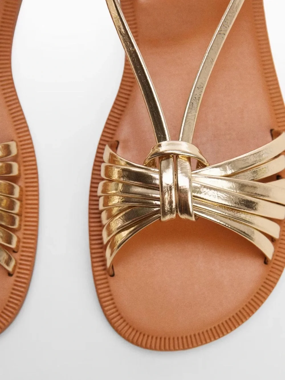 Mango Gold Strappy Flat Sandals -  Kids